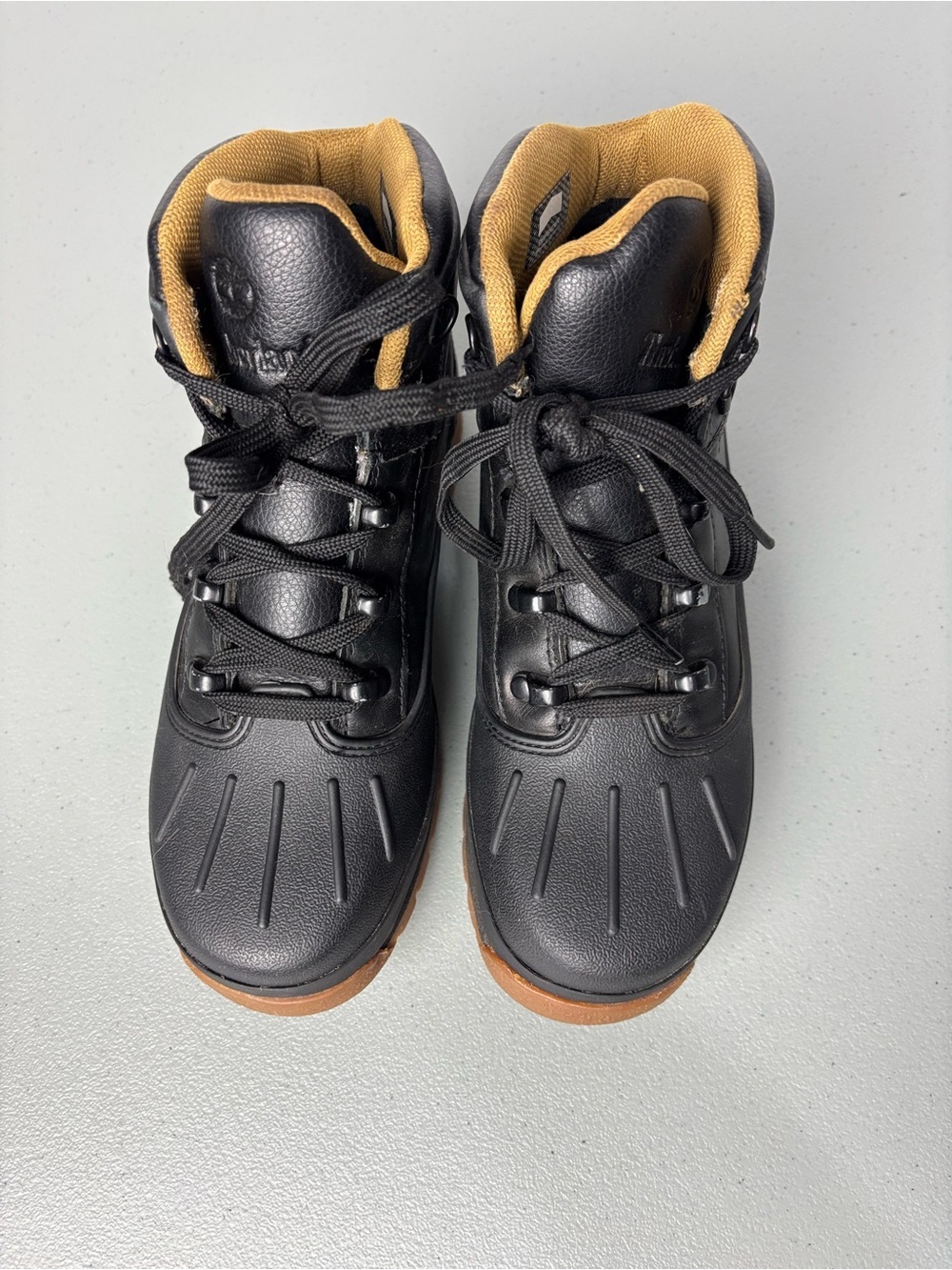 Timberland Euro Hiker Shell Junior Boot Black Leather Size 4.5 Boys Lace Up - Picture 4 of 11